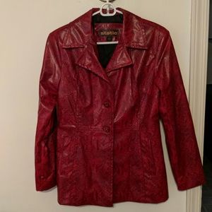 Red pleather snakeskin jacket
